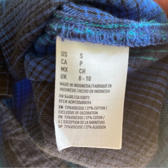 American Eagle Outfitters The Vintage Boyfriend Plaid Viscose Blend Shirt. Small - Picture 9 of 10